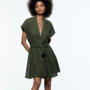 Zara Green Eyelet dress NWT
